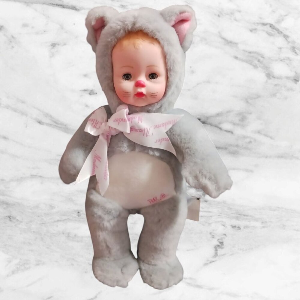 Madame Alexander Hug Me Kitty Doll With Gray Plush Cat Costume & Pink Accents